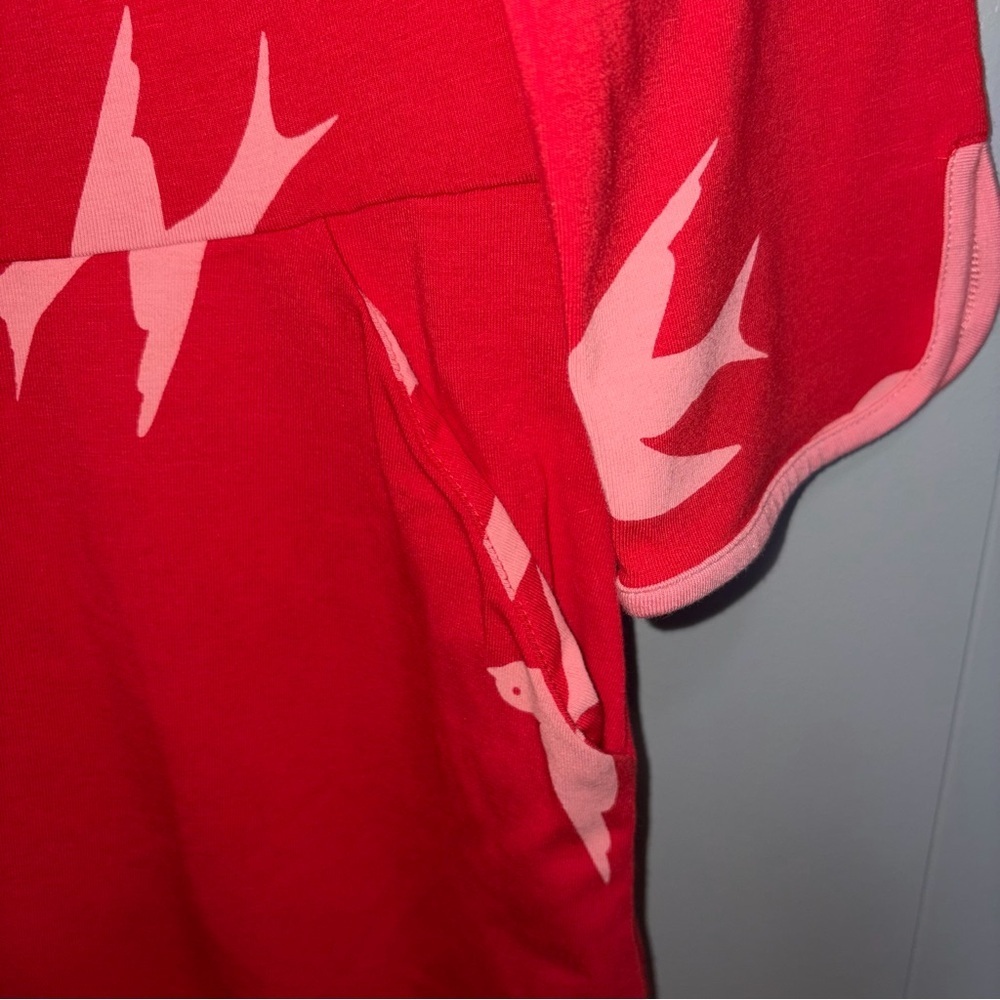Boden Jessie Swallows Birds Red Pink Jersey Knit Knee Length Dress Size 8 Reg - Picture 4 of 7